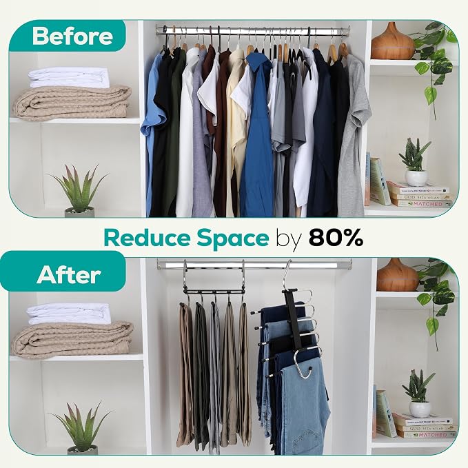 Utopia Home Pants Hangers, Space Saving 2 Pack Black Foldable Hangers - Image 4
