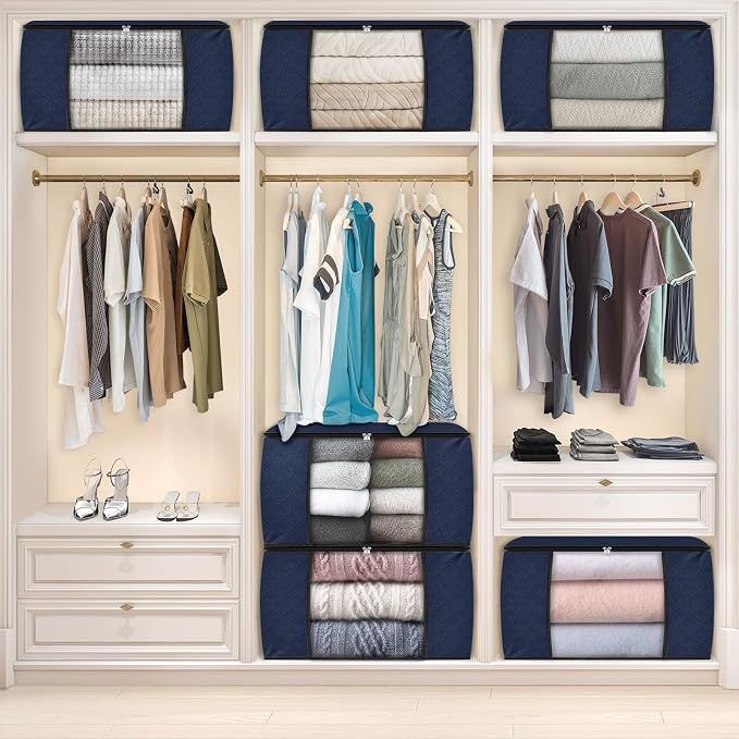 Fab totes 90L Clothes Storage, Foldable Thick Fabric Blanket Storage Bags | Foldable Containers with Zippers,Window and Handles for Organizing Bedroom, Closet, Comforter, Bedding,Dorm essentials - Image 7