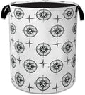Black Compass Laundry Basket Collapsible Laundry Hamper Clothes Storage Bin for Bathroom Bedroom Room Decor 16" X 20.8" by NSMNSM
