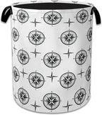 Black Compass Laundry Basket Collapsible Laundry Hamper Clothes Storage Bin for Bathroom Bedroom Room Decor 16" X 20.8" by NSMNSM