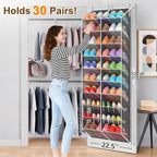 UVIAHOMI Over the Door Shoe Organizer for 30 Pairs, 10-Tier, Dark Grey - Image 2