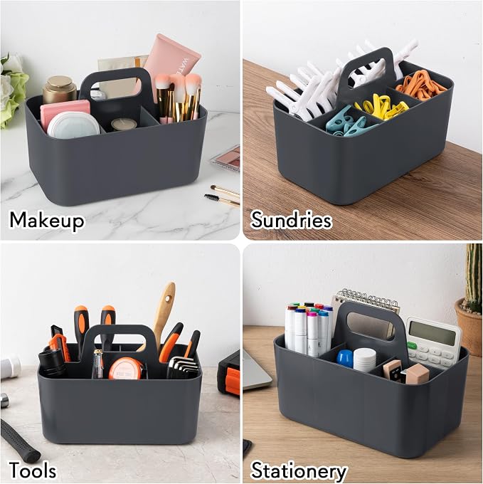 Tiawudi Multipurpose Caddy Organizer, Plastic Caddy with Handle, Stackable Desk Organizer for Stationery, Marker and Pencil, Office Supplies Organizer, Dorm Caddy - Image 5