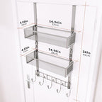 Consumest Over The Door Hooks Organizer - 3 Tier Door Hanger with 9 Coat Hooks & 2 Mesh Basket, Back Storage Organizer Hanging Towels for Bathroom, Bedroom, Sand Nickel - Image 8
