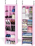 SpaceAid 2 Pack Hanging Closet Organizer and Storage with Dividers, 24 Compartments Hanging Shoe Shelves for Closet, Wardrobe, RV, Garment Rack - Pink by SpaceAid