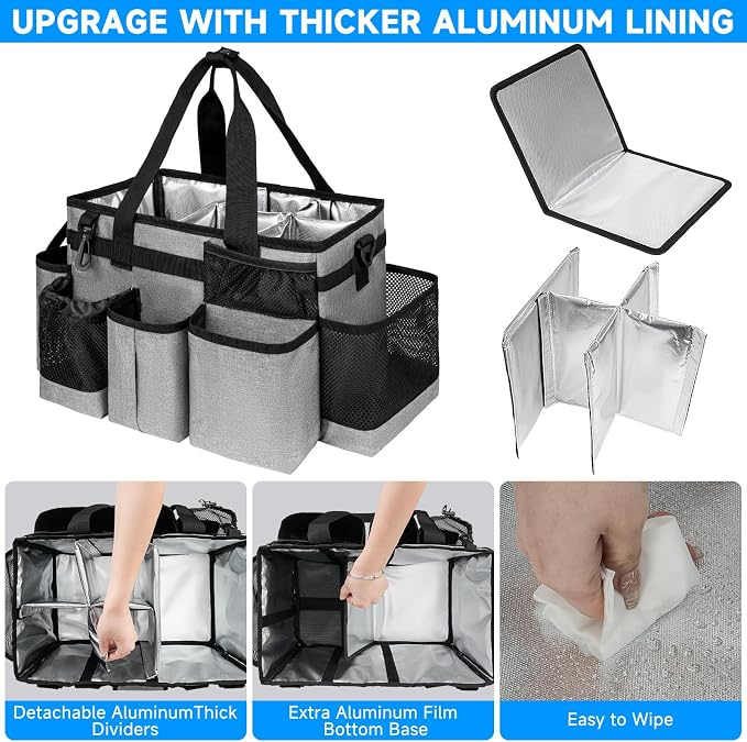 Cleaning Caddy Bag, Cleaning Supplies Organizer for Housekeepers, Housekeeping Caddy with Handle and Detachable Padded Cushion, Gray - Image 2