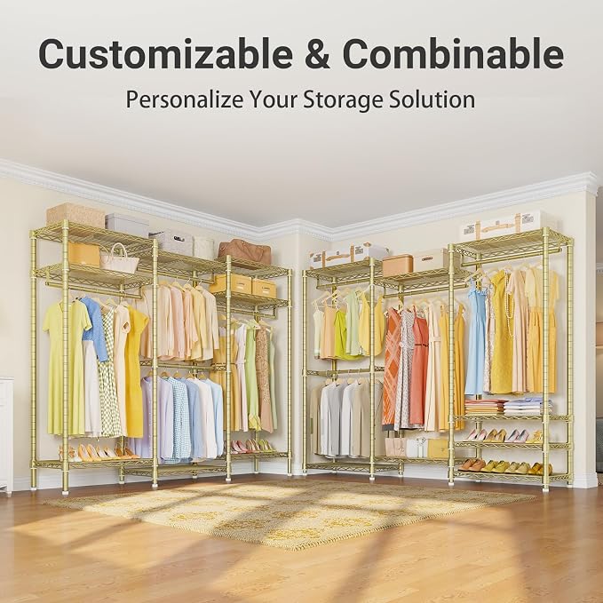 VIPEK V5 Heavy Duty Clothes Rack, Freestanding Modular Closet System, Gold - Image 6