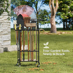Rolling Garden Tool Organizer, Heavy Duty Steel Yard Tool Rack broom holder - Image 6