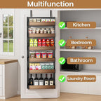 POKIPO 6 Tier Over The Door Pantry Organizer, 2-in-1 Door Hanging or Wall Mounted Spice Rack, Large Heavy Duty Pantry Door Storage Seasoning Shelves with Adjustable Basket for Kitchen Bathroom Closet - Image 6