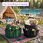 2PCS Cleaning Caddy, 17L Collapsible Cleaning Supply Caddy with Handle, Foldable Tool Bucket Organizer with Outer Pockets, Storage Basket for Travel, Housekeeping, RV, Green + Black - Image 5