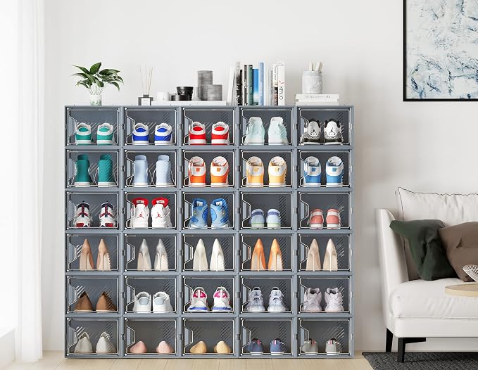 SIMPDIY XL Clear Shoe Storage Boxes, Stackable Shoe Organizer for Closet - Image 2