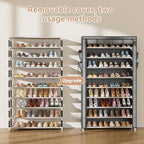 LANTEFUL Shoe Rack with Covers 10 Tier Tall Shoe Rack Organizer Large Capacity Shoe Shelf Storage 40 Pairs Space Saving Free Standing Shoe Storage Organizer for Closet, Entryway, Dorm, Printing - Image 5