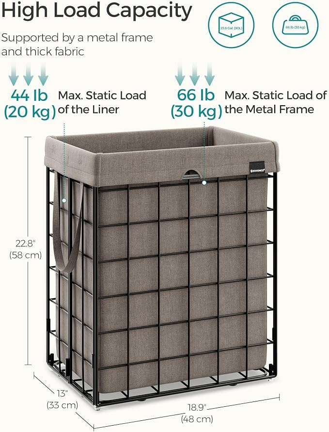 SONGMICS Laundry Hamper, Collapsible, 23.8 Gal. (90L) - Image 5