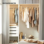 SONGMICS Plastic Clothes Hangers, Pack of 50, Space-Saving | 0.2 Inches Thick, 17.7 Inches Wide, 360° Swivel Hook, White and Dark Gray, BREANNA Collection UCRP050W50 - Image 2