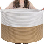 INDRESSME XXXLarge Woven Rope Blanket Basket Living Room, 90L by INDRESSME