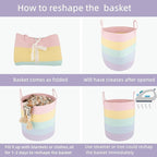XUANGUO Rope Laundry Basket Hamper for Kids Girl, rainbow - Image 7