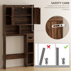 Shintenchi Over the Toilet Storage Cabinet, Bathroom Storage Cabient with Barn Doors, Bathroom Storage Shelf Organizer with Toilet Paper Holder, Adjustable Shelf and Anti-Tip Device, Walnut - Image 6