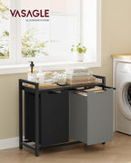 VASAGLE Laundry Hamper with Shelf, 2 Pull-Out Bags, 2 x 12.1 Gallons (46 L) - Image 2