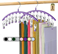 Volnamal Legging Organizer for Closet,1 Pack Metal Yoga Pants Hanger-Purple | Clothes Hanger w/10 Clips Hold 10 Leggings,Space Saving Hanging Closet Organizer College Dorm Essentials Apartment Essential by Volnamal