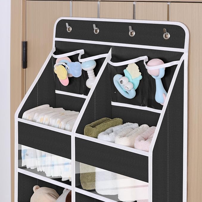 Univivi Upgraded Over the Door Organizer for Baby Nursery, Black, 5-Shelf - Image 4