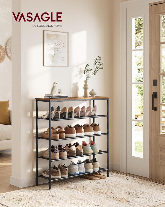 VASAGLE 5-Tier Shoe Rack, 18-24 Pairs, Metal Mesh - Image 2