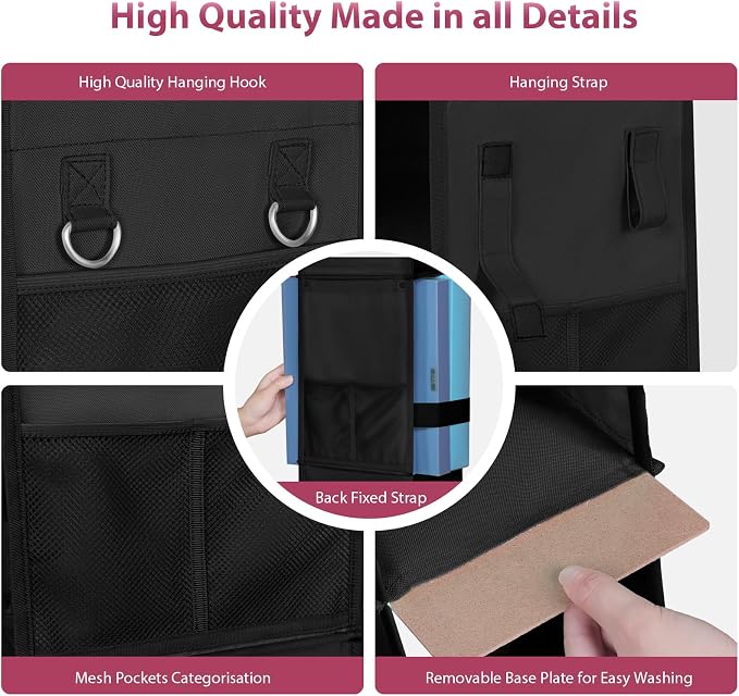 LOVEGRASS 3 Shelf Locker Organizer, Locker Shelf with Side Pockets, Black - Image 7