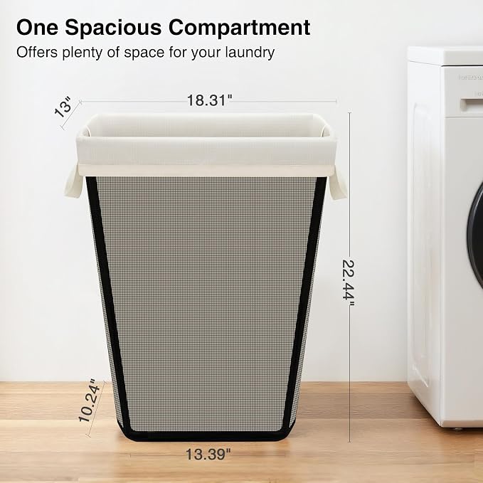STO STO 75L Laundry Hamper, Space Saving Freestanding Clothes Basket with Iron Frame, Dirty Clothes Storage Bin with Removable Washable Liner for Bedroom, Bathroom, Dorm, Closet, Apartment, Beige - Image 3