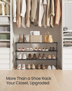 SONGMICS Shoe Rack, 3-Tier Shoe Organizer, Metal Storage Shelf | for Entryway, Upright or Upside Down, for 16-20 Pairs, Stackable, 11.8 x 36.2 x 21.7 Inches, Black ULSA303B02 - Image 8