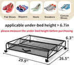 Goaste Under Bed Shoe Storage Organizer with Wheels, Rolling Underbed Storage Containers, Metal Shoe Rack Drawer Space Saving for Bedroom Organization, Shoes, Toys (Black) - Image 3