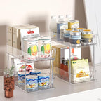Delamu 2 Tier Under Sink Organizer Bathroom, Bathroom Cabinet Organizer with Snap-Lock Design and Hooks, Pull Out Storage with Movable Dividers, for Countertop, Kitchen and Pantry (Clear, 2 Pack) - Image 8
