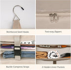 Surblue Hanging Closet Storage Bag Collapsible 3-Shelf Washable Oxford Fabric with 2 Hooks (XL 17.71 * 11.81 * 20in, Beige) - Image 6