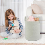 XUANGUO Cotton Rope Laundry Basket Hamper for Clothes, green - Image 5