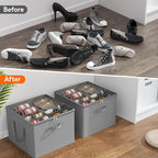 Lifewit Shoe Storage Organizer for Closet, Holder Box, 2 Pack, Light Gray - Image 7