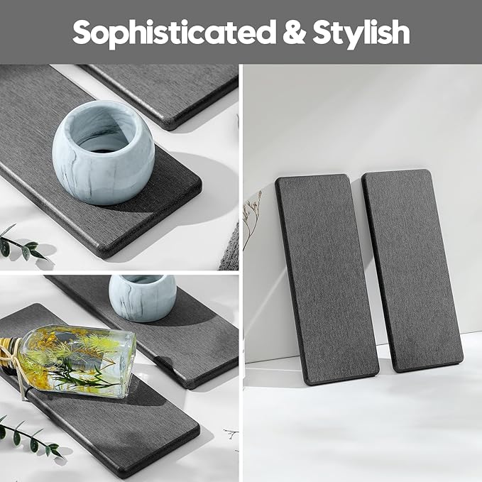 Razborci 2PCS Bathroom Trays, Water Absorbing Diatomite Stone Quick Drying Mat for Kitchen Counter, Dish Rack Soap Dispenser Sponge Holder Caddy Sink Vanity Organizer, Dark Gray Slate,9"x3.5" - Image 5