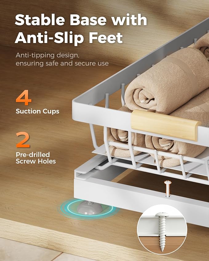 Sevenblue 3-Pack 2-Tier Height Adjustable Under Sink Organizer, White - Image 7