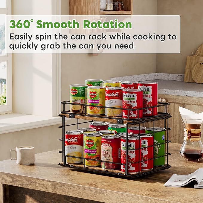 360° Rotating Lazy Susan Can Organizer for Pantry, Holds 26 Cans, Black - Image 8