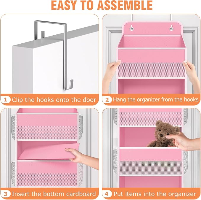 Over The Door Organizer Storage Large Capacity Hanging Bedroom Storage | 5 Shelves, 40 LB Capacity, Foldable Mesh Design, Clear Window, Sturdy, Large Storage Organizer for Nursery, Pantry & Closet - Image 3