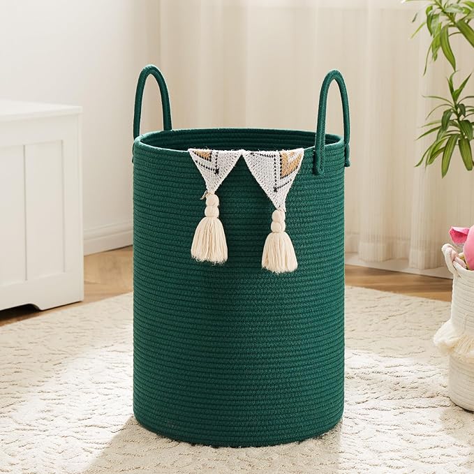 Artfeel Laundry Basket,Woven Cotton Rope Laundry Hamper,100L for Decorative Storage of Dirty Clothes,Toys and Blankets in Bathroom,Baby Room and Living Room by Artfeel