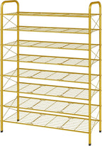 Hoctieon 8 Tier Shoe Rack for Closet, Durable Mesh Style Shoe Rack, Entryway Shoe Shelf, Shoe Storage Organizer for Hallway, Bedroom, Living Room, Wardrobe, Gold - Image 8