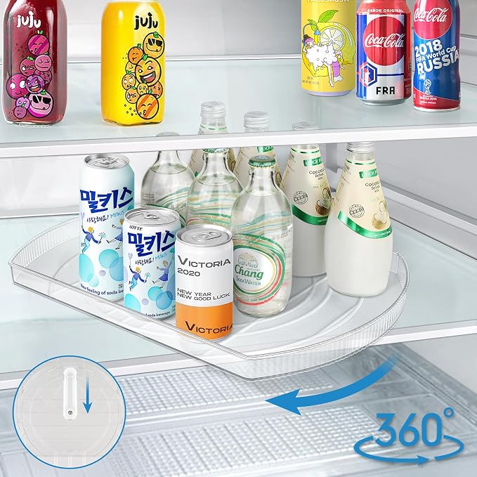 Lazy Susan Turntable for Refrigerator, Square Turntable Organizer for Fridge Cabinet, Pantry, Countertop (15.3" x 11.1" Rectangle 2 Pack - Clear) - Image 4