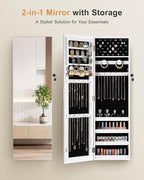 Nicetree Jewelry Cabinet Armoire, Hanging Jewelry Organizers and Storage, Lockable Jewelry Cabinet with Full-Length Mirror, Wall or Door Mount Jewelry Mirror Cabinet, Shelves, Polishing Cloth - Image 6