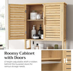 SONGMICS Bamboo Over The Toilet Storage Cabinet, Adjustable Inside Shelf - Image 5