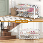 Hleelomi 3-Tier Metal Expandable Shoe Rack for Closet and Entryway, White - Image 6