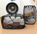 2 Pcs Foldable Laundry Basket, 22.8 Inch x 14 Inch x 14 Inch Mesh Handy Pop Up Hamper for Clothes and Storage (black) - Image 5
