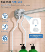 Adjustable Shower Caddy Hanging, Extended Length Organizer Over Shower Head, 3 Tier Long Neck Shower Rack with Soap Holder for Large Storage, White - Image 4