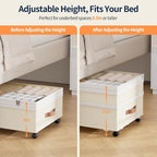 Yecaye 90L Under Bed Storage with Wheels, Height Adjustable, 2 Pack, Beige - Image 3