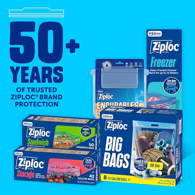 Ziploc Big Bags 10 Gallon XXL, Reusable Large-Capacity Plastic Storage Bags, 8 count - Image 6