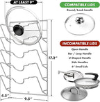 Simple Houseware Wall Door Mounted Pot Lid Rack Organizer, Chrome Finish - Image 2