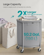 SONGMICS Laundry Basket with Wheels,190L, Steel Frame, Removable Bag - Image 3