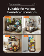 Sevenblue 3-Pack 2-Tier Height Adjustable Under Sink Organizer, Brown - Image 8