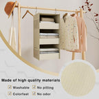 3-Shelf Hanging Closet Organizer, Washable Foldable Storage Shelves, Beige | Front lip keeps items secure; side pockets add room; Oxford fabric handles towels, shirts, baby items, dorms, RVs or travel. - Image 4